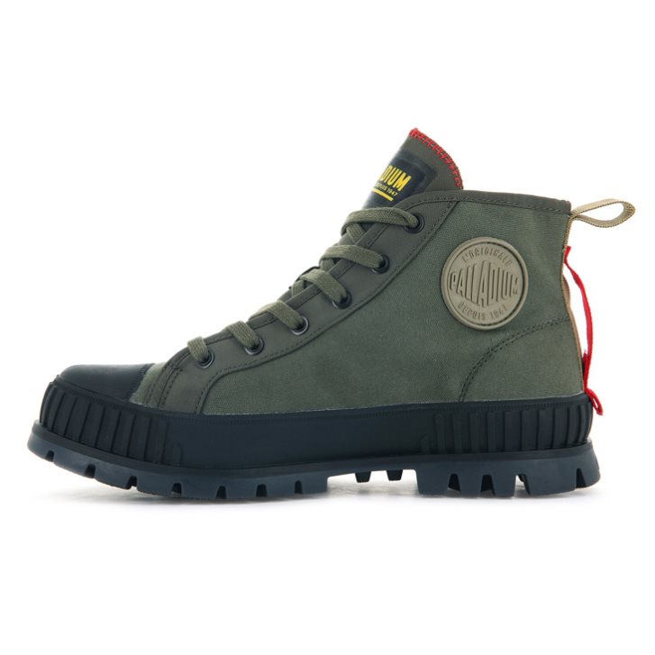 Palladium Pallashock Supply Hi Men's Boots Olive | UK C714-RCE